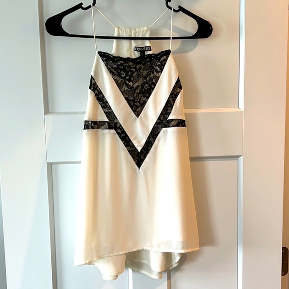 Express cami top. Ivory/Black. Size XS. - Picture 1 of 4